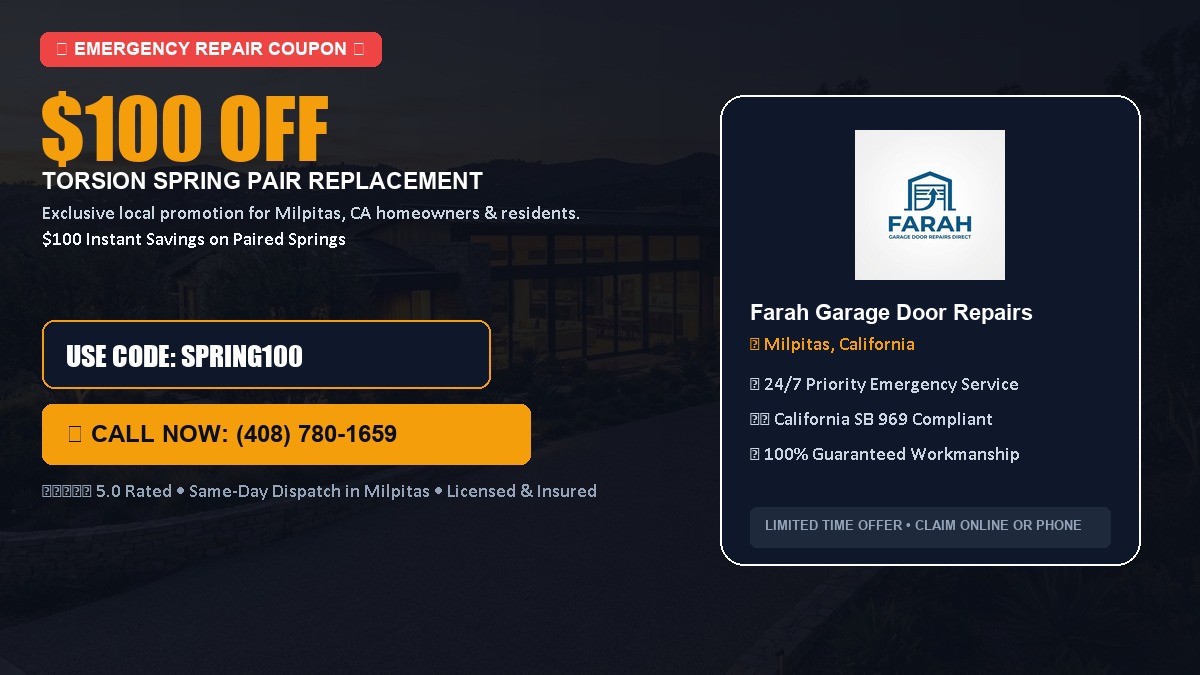 $100 OFF Heavy-Duty Torsion Spring Pair Replacement in Milpitas, CA